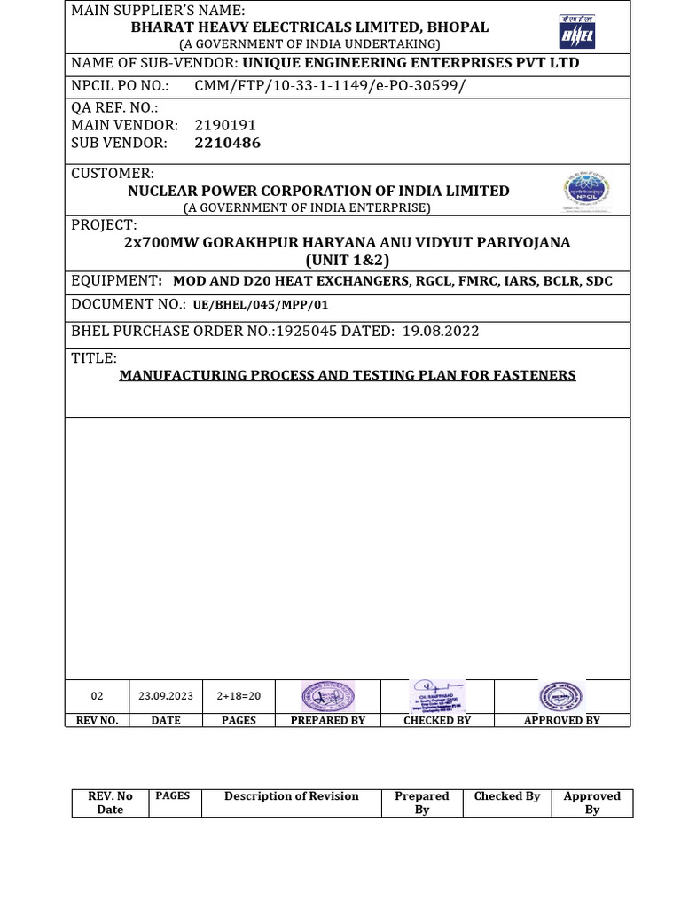 Fasteners Manufacturing Process Plan | PDF | Machining | Numerical Control