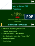 NELP Policy - Global E&P Practices: R.K.Sinha Advisor (Production)