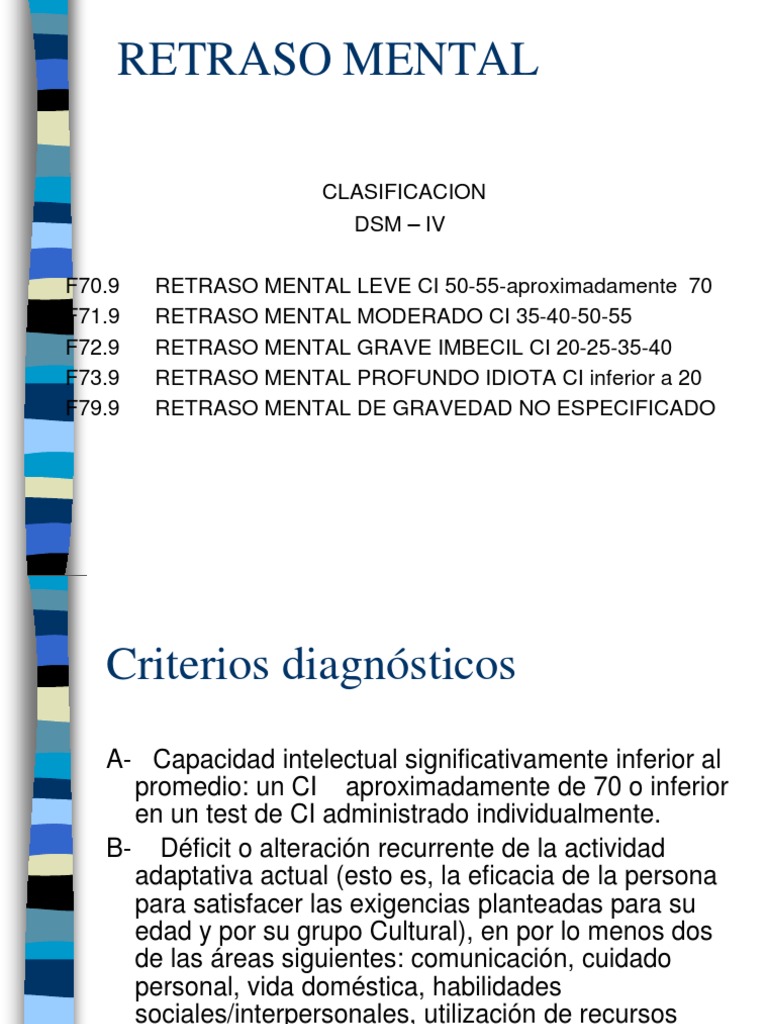Retraso Mental | PDF | Discapacidad intelectual | Cociente de inteligencia