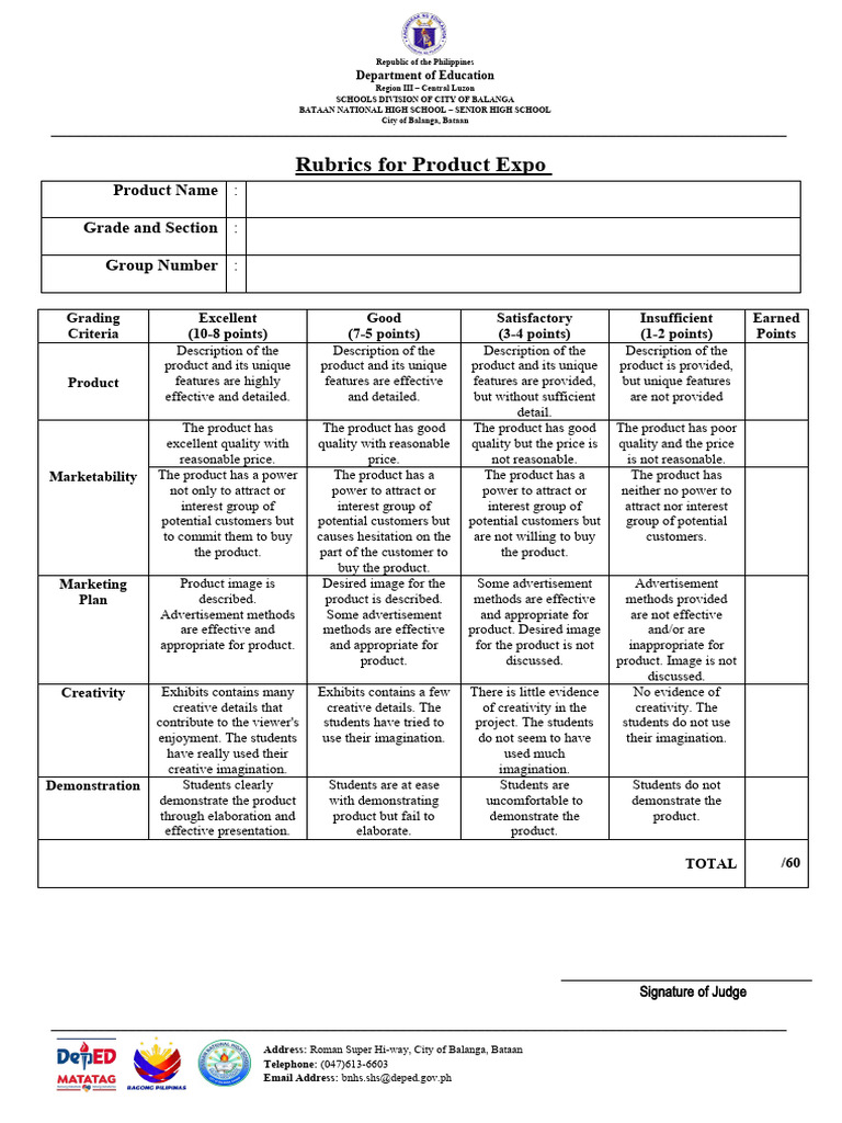 Rubrics For Product Expo Evaluation PDF Rubric (Academic) Mass Media