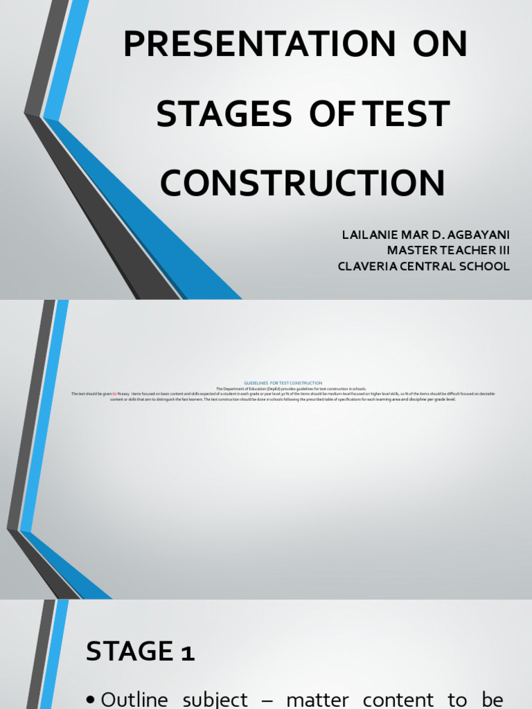 Test Construction Guidelines and Stages | PDF | Validity (Statistics ...
