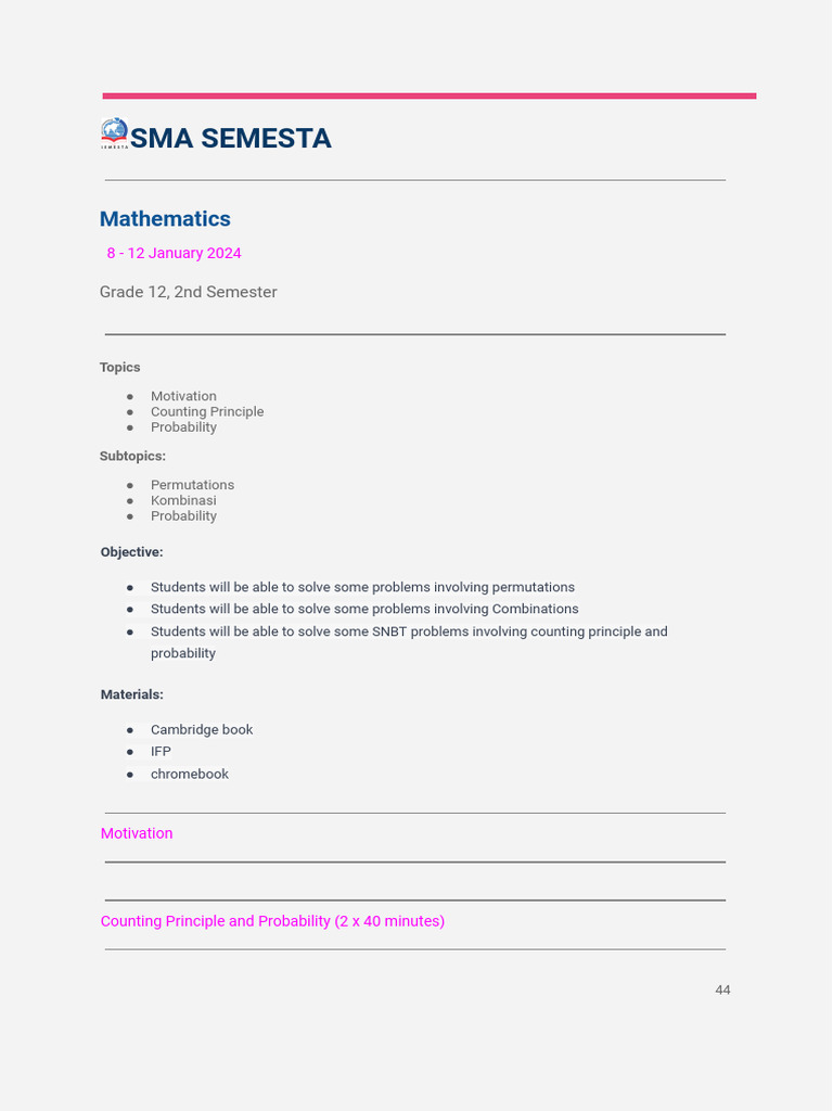 Counting Principle And Probability