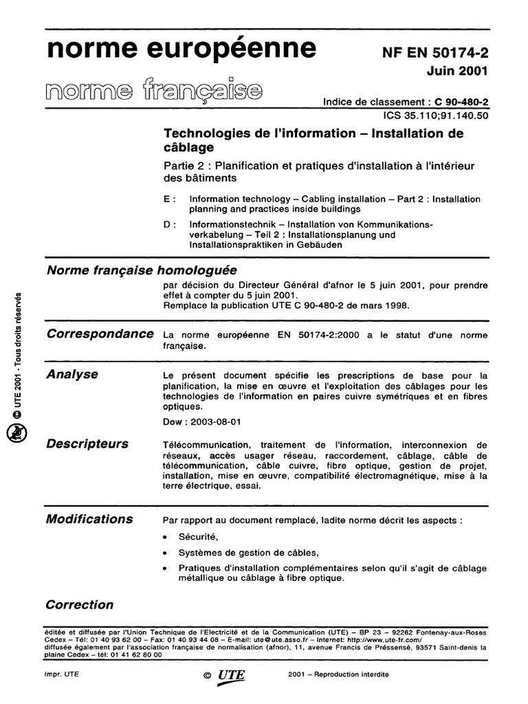 NF en 50174-2 | PDF