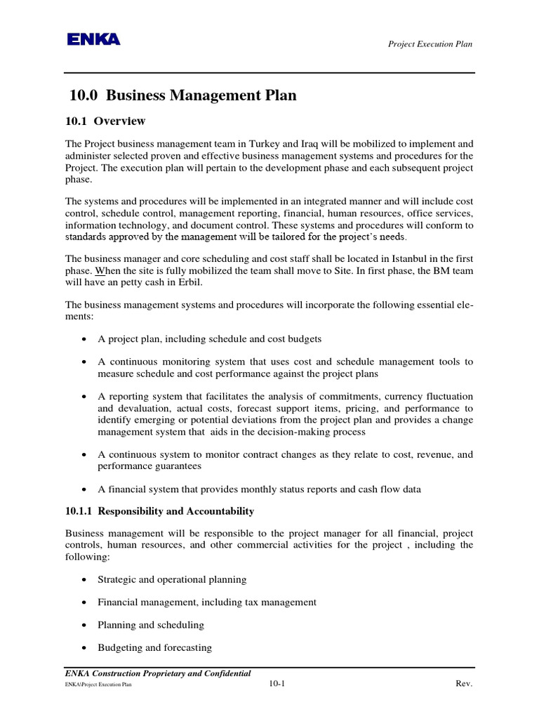 10.0 Business Management Plan | PDF | Insurance | Budget