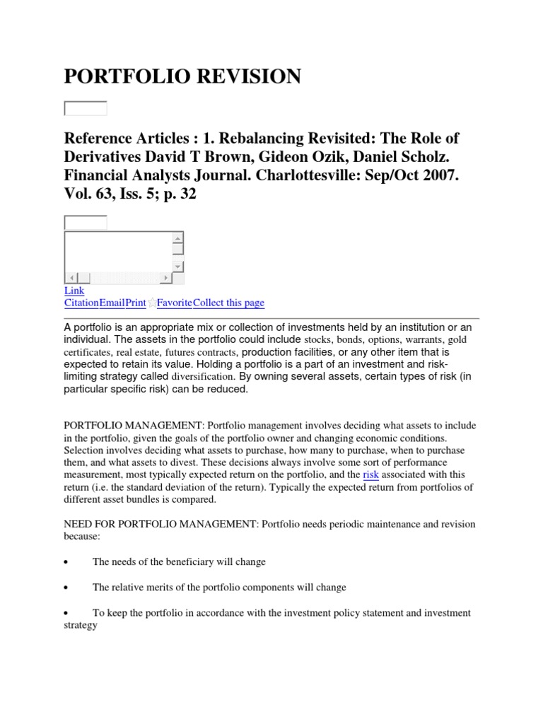 Portfolio Revision Asset Allocation Stocks