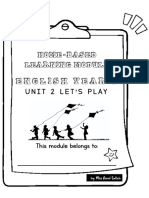 (Unit 2 Let's Play) PDPR Module English Year 1