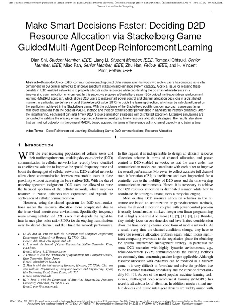 50 Make Smart Decisions Faster Deciding D2D Resource Allocation Via ...