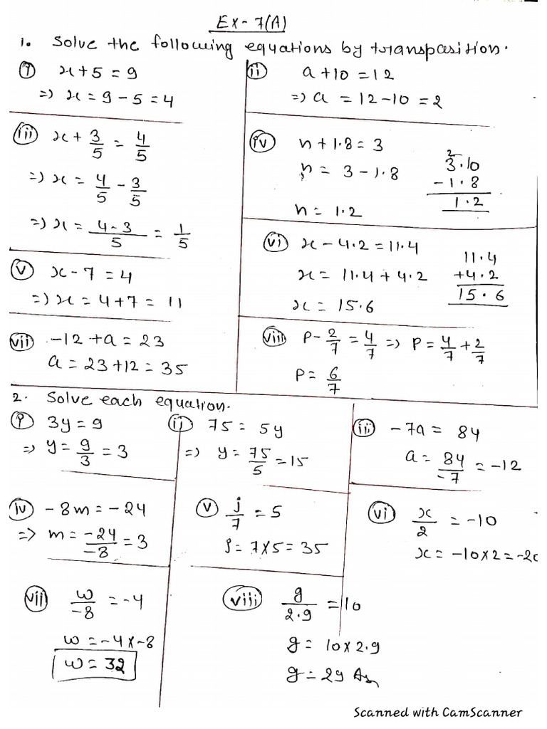 Class 7composite Mathematics Ex 7 A J | PDF