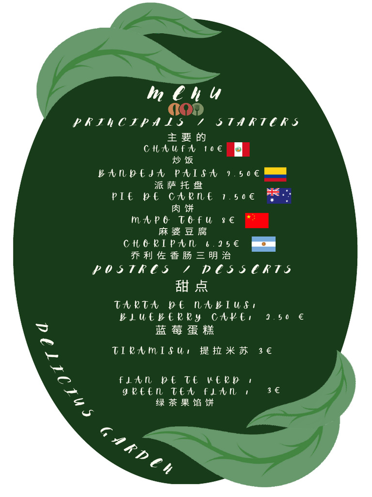 Menu Delicius Garden | PDF