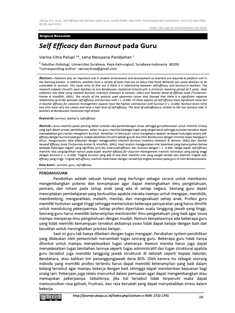 5225-Article Text-14661-2-10-20220916 | PDF | Self Efficacy ...