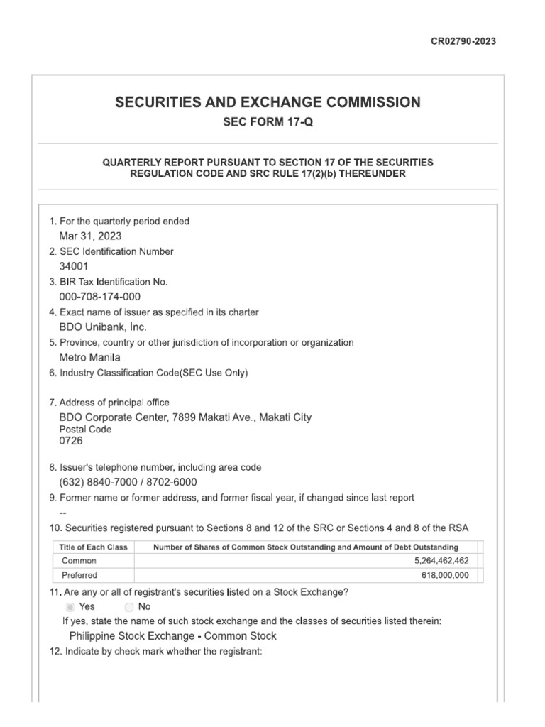 SEC 17-Q March 31 2023 | PDF | Expense | Revenue