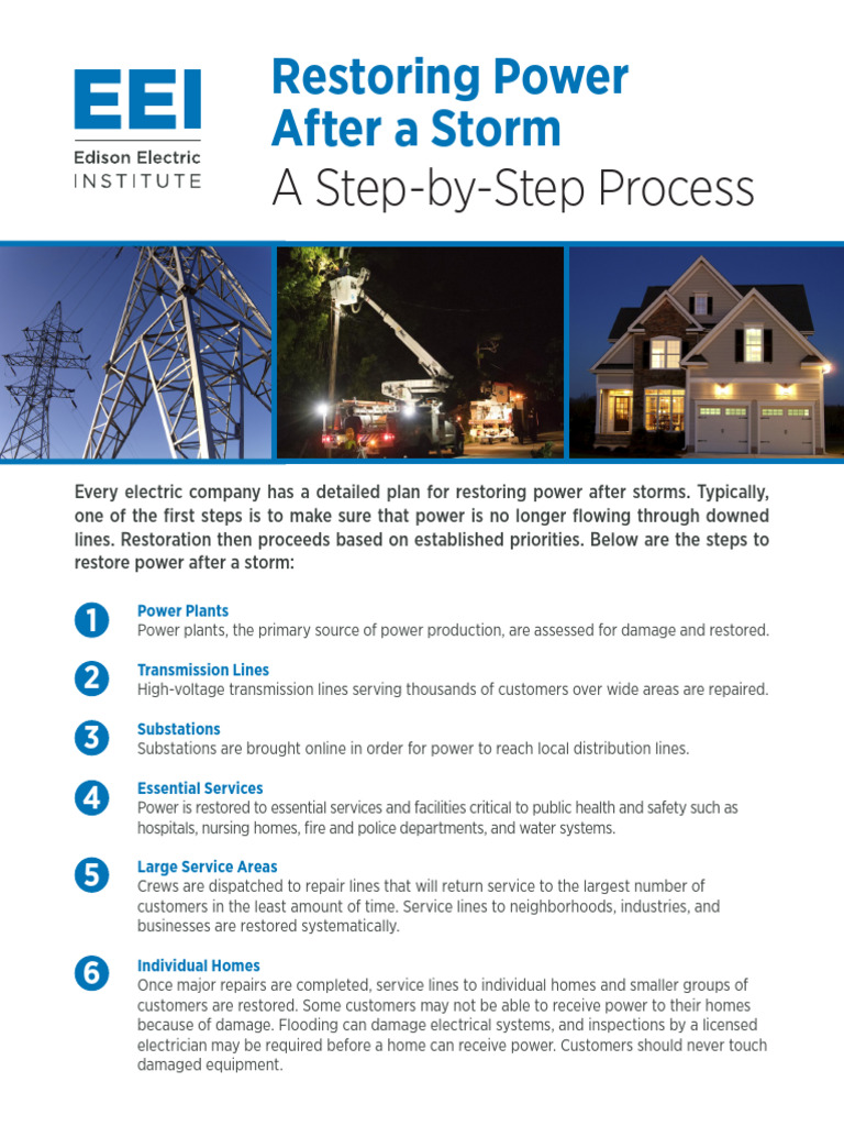 Power Restoration Steps After Storms | PDF
