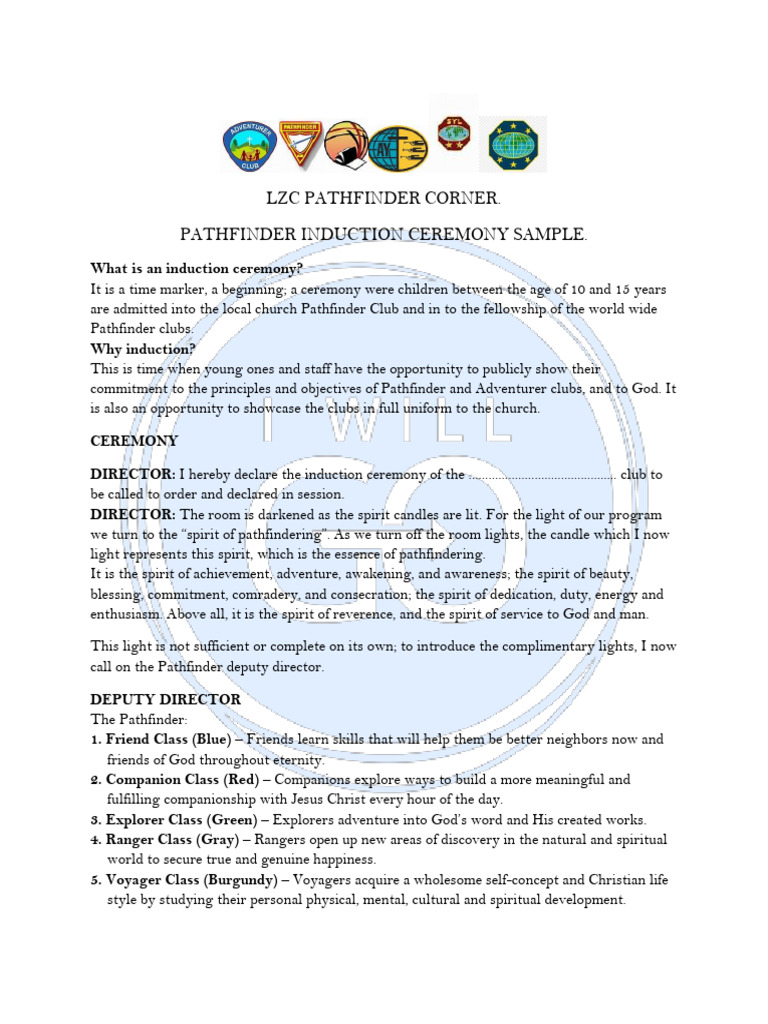 Induction Procedure Sample PDF Seventh Day Adventist Church