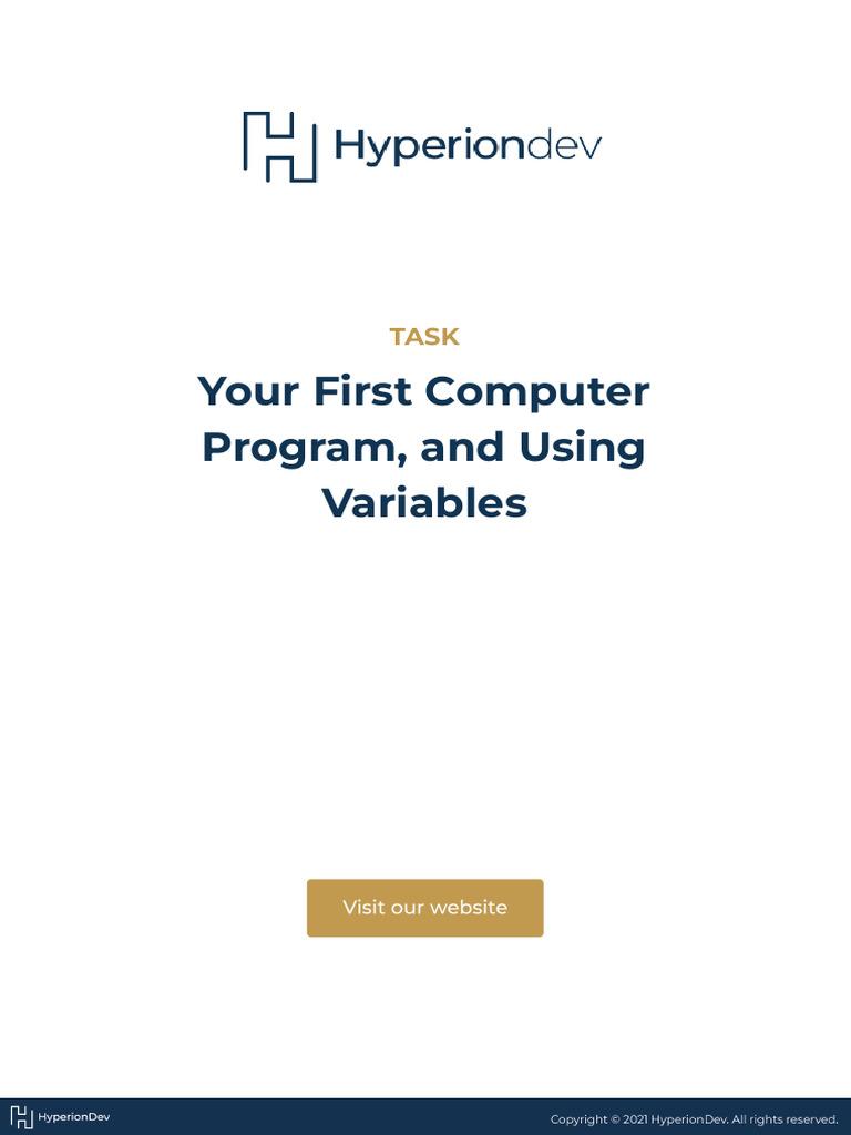 DS T02 - Your First Computer Program, and Using Variables | PDF ...