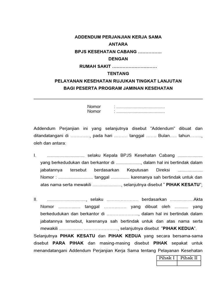 Addendum PKS Pelayanan Kesehatan | PDF