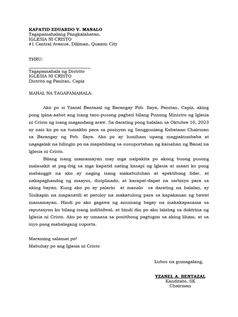 Letter To INC | PDF