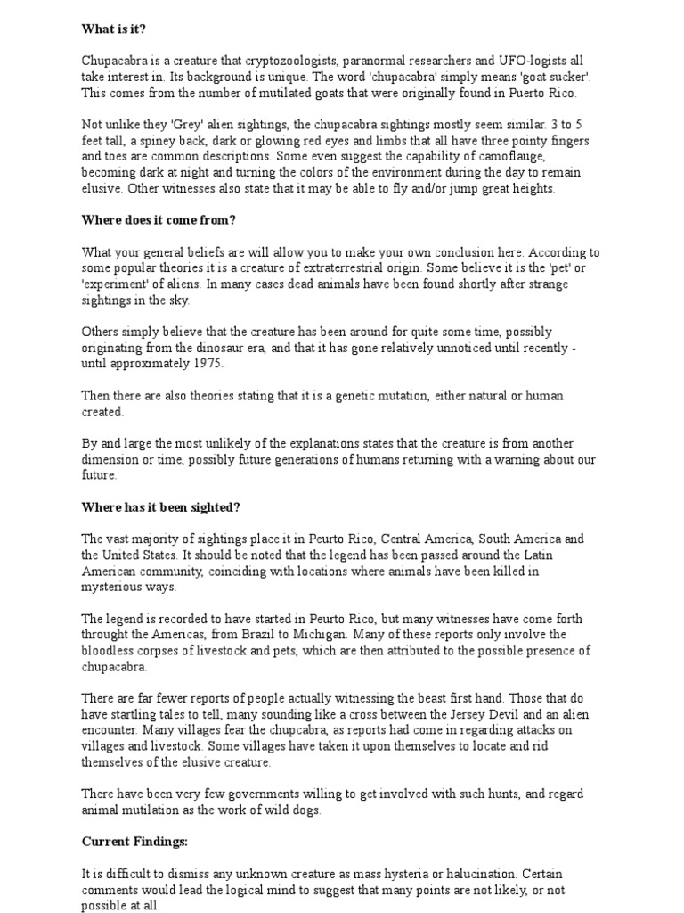 El Chupacabra PDF Nature