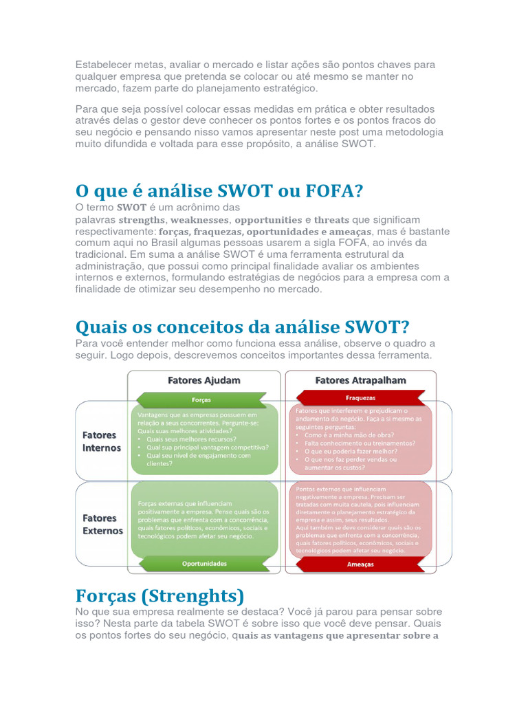 SWOT | PDF | Análise SWOT | Economia