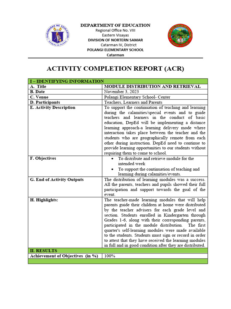 Module Distribution Report for Students | PDF | Teachers | Learning