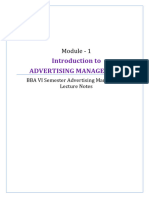 Module 1 - Introduction To Advertising Management 2022