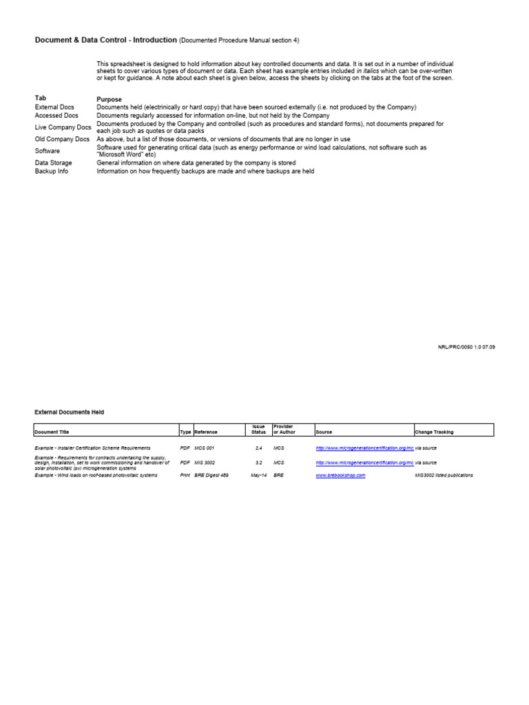 QMS Template Overview and Guidelines | PDF | Photovoltaics | Backup