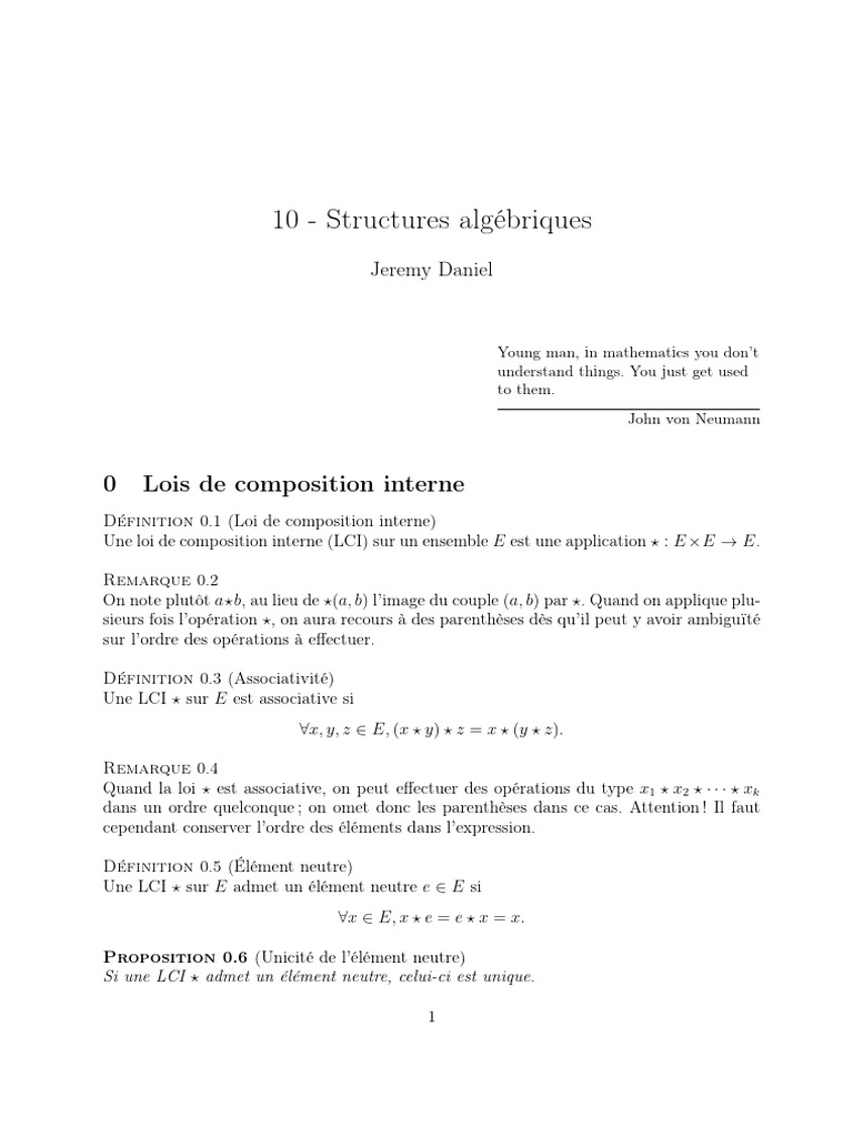 Structures algébriques et groupes | PDF | Groupe (Mathématiques ...