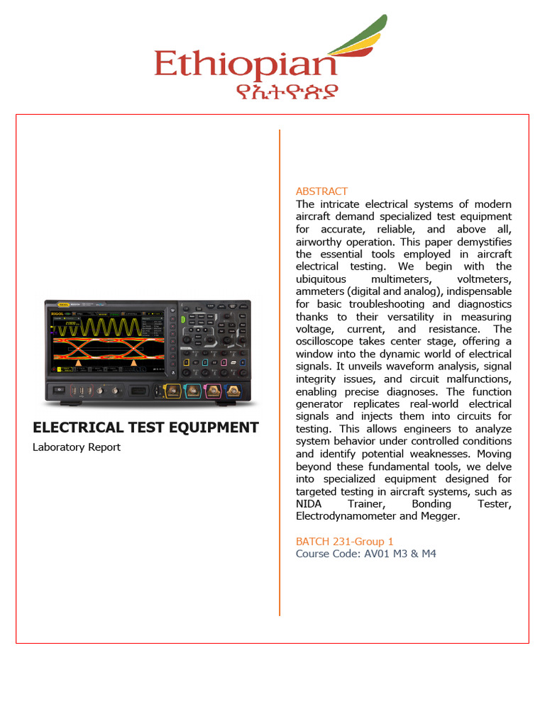 Aircraft Electrical Test Equipment Guide | PDF | Metrology | Electrical ...