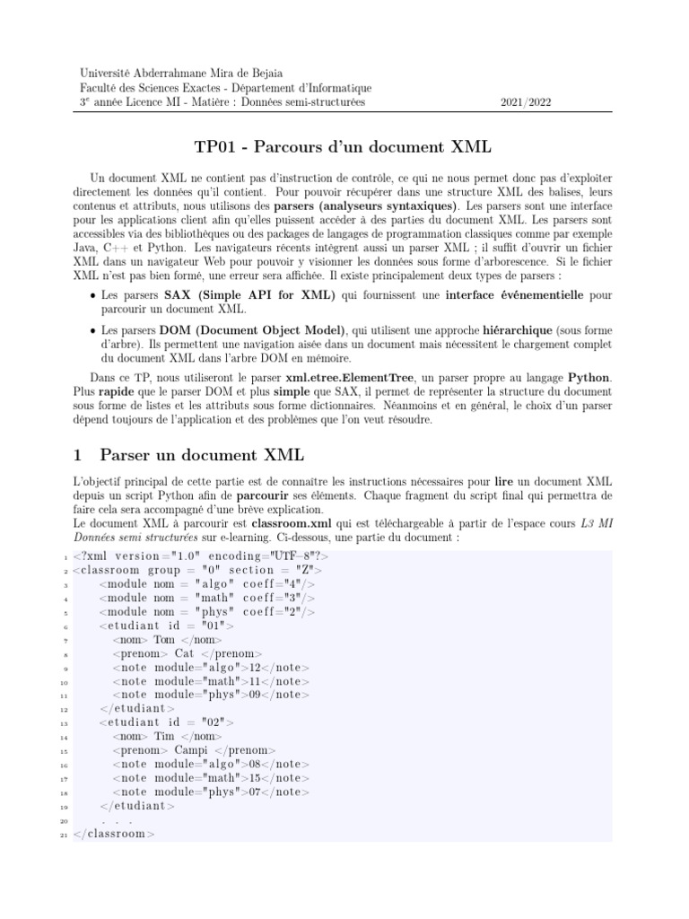 Parser XML en Python avec ElementTree | PDF | XML | Modèle d'objet de ...