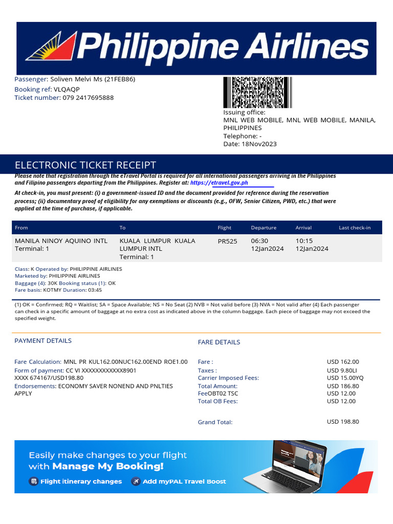 United Airlines Print Booking Reference