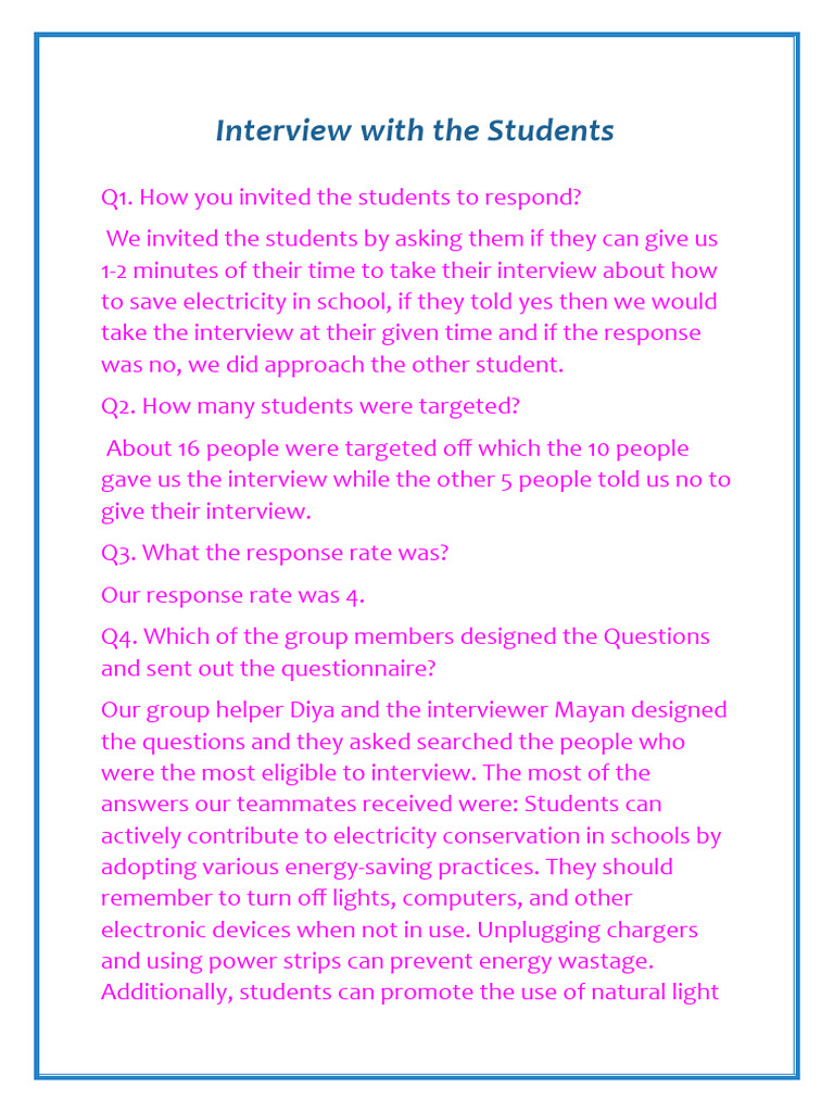 Interview With Students | PDF