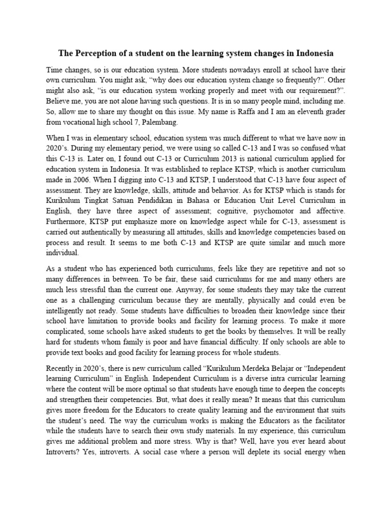 The Perception of A Student On The Learning System Changes in Indonesia ...