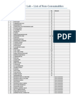 Biotechnology Lab - List of Non-Consumables: Sr. No. Particulars No. Remark