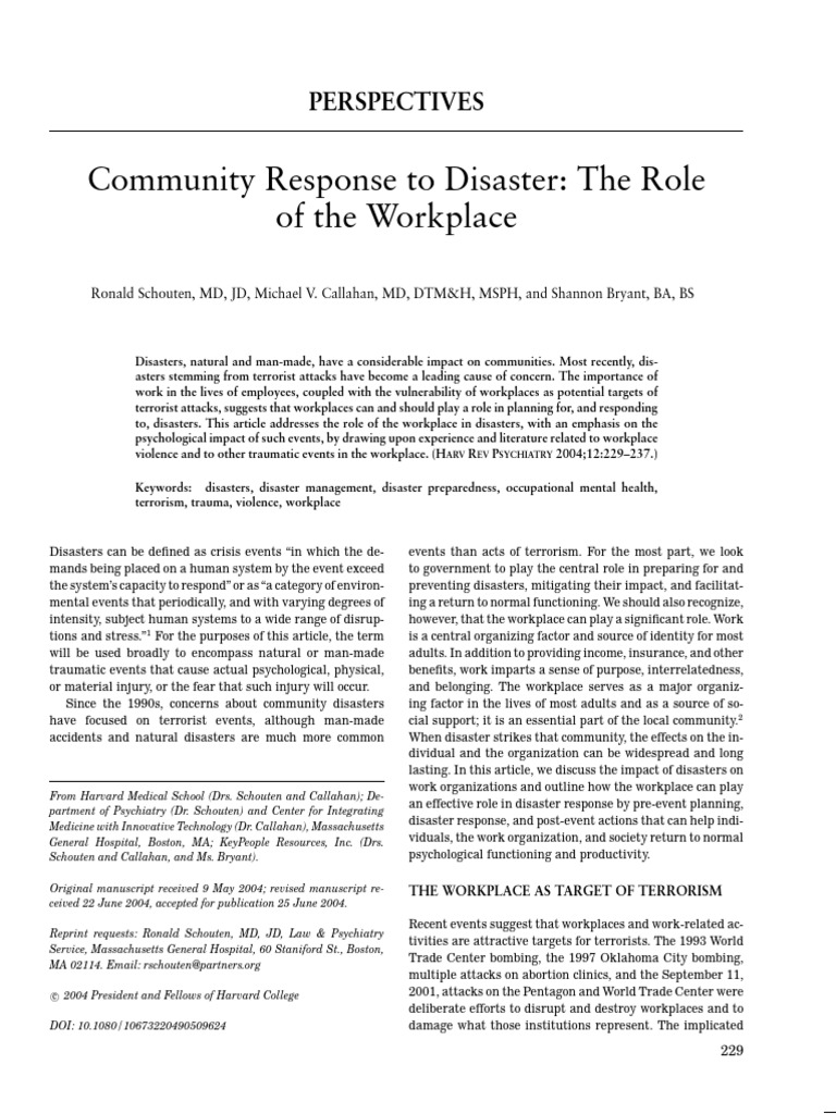 Community response to disaster the role pdf emergency management