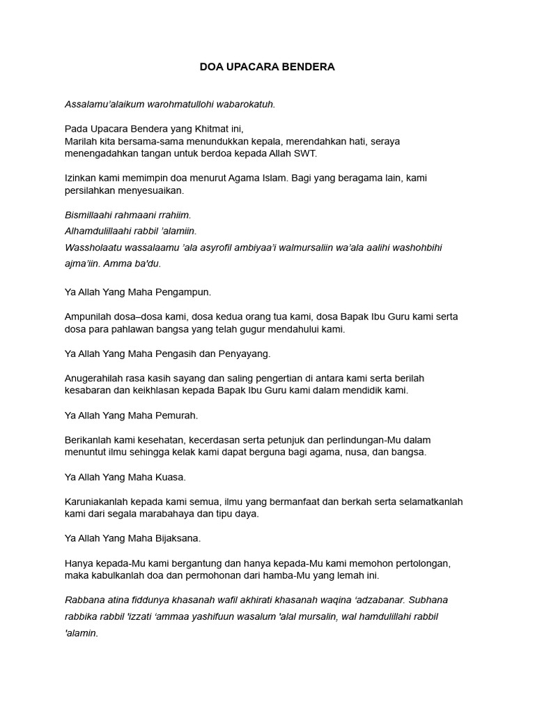 Doa Upacara Bendera Pdf