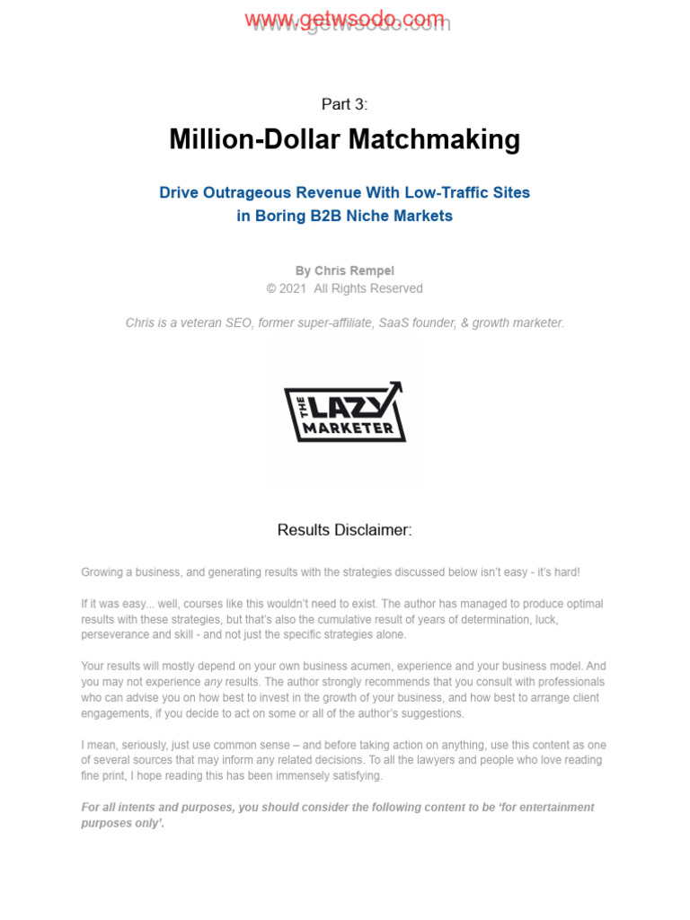 Million-Dollar B2B Matchmaking Blueprint | PDF | Search Engine ...