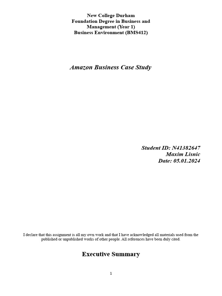 Amazon Business Case Study PDF E Commerce Swot Analysis