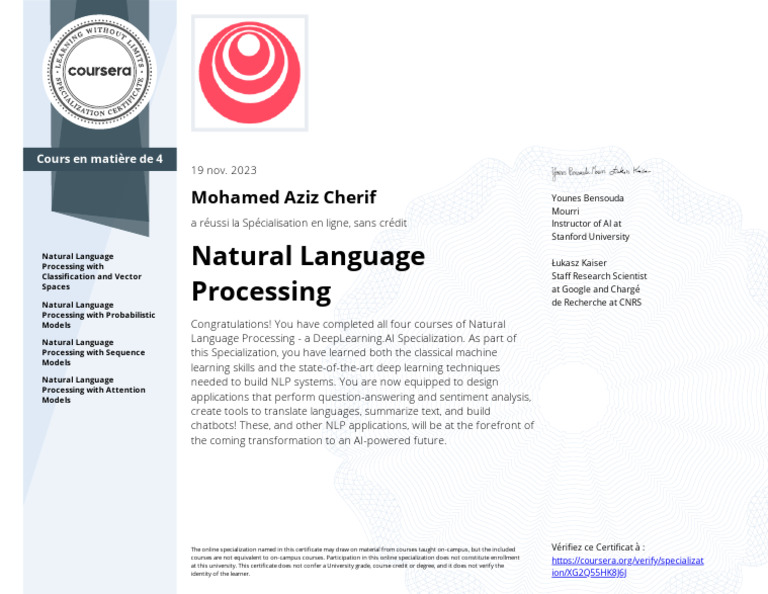Natural Language Processing Coursera | PDF | Artificial Intelligence ...