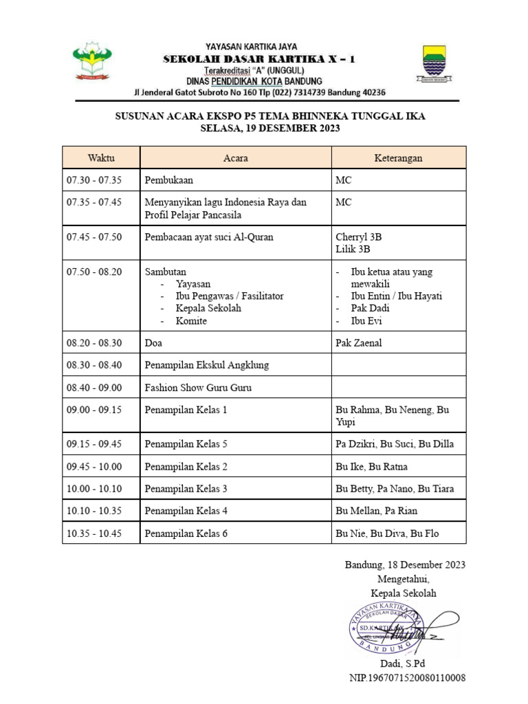 Susunan Acara Eksposisi P5 2023 | PDF