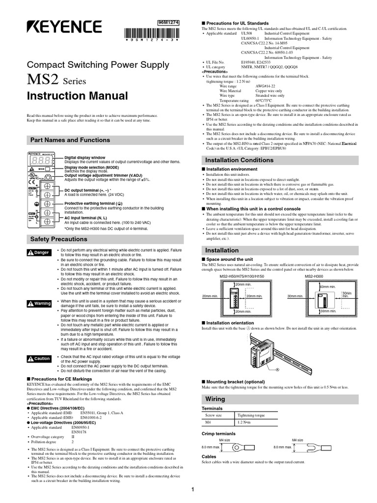 MS2 Series Power Supply Safety Guide | PDF | Alternating Current ...