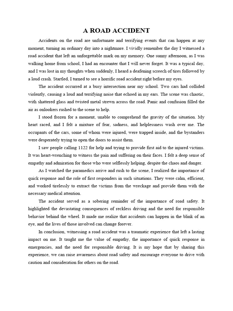 A ROAD ACCIDENT | PDF | Traffic Collision | Psychology