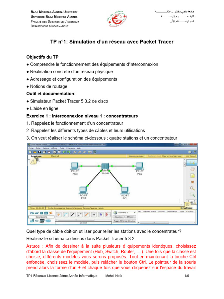 Simulation de Réseau avec Packet Tracer | PDF | Réseau informatique ...