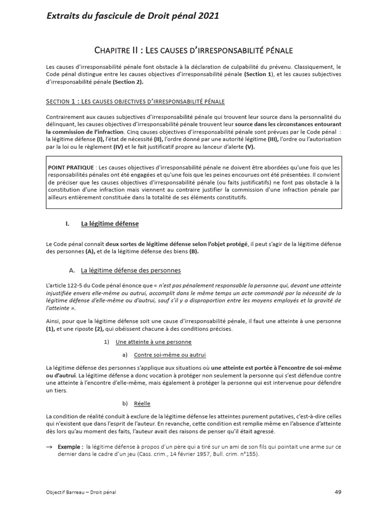 Causes d'irresponsabilité pénale | PDF | Loi criminelle | Faute ...