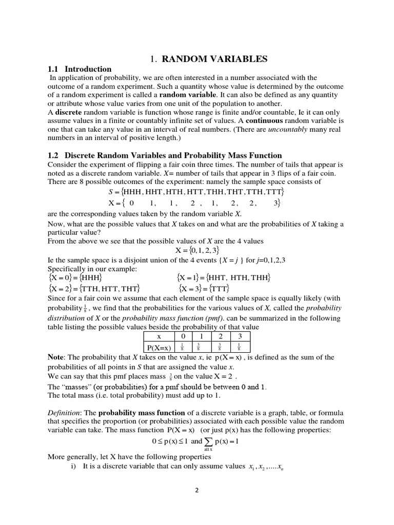 Random Variables | PDF | Probability Density Function | Probability ...