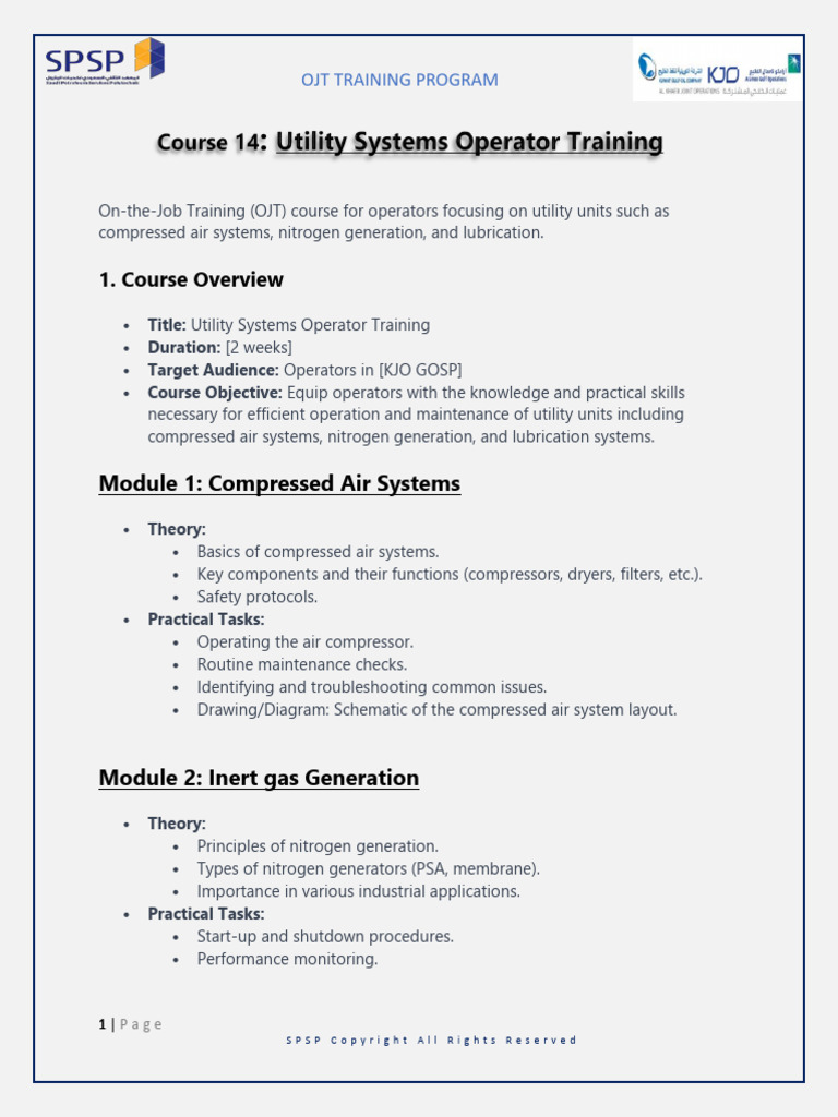 Utility Systems Operator Training | PDF | Lubricant | System - Utility Operations Training