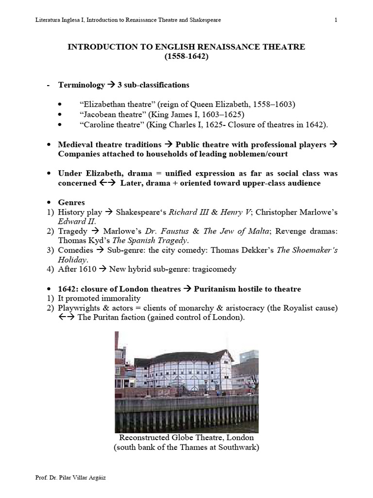 English Renaissance Theatre & Shakespeare | PDF | William Shakespeare ...