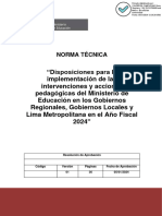 Disposiciones Para La Implementación de Las Intervenciones y Acciones Pedagógicas Del Ministerio de Educación en Los Gobiernos Regionales, Gobiernos Locales y Lima Metropolitana en El Año Fiscal 2024