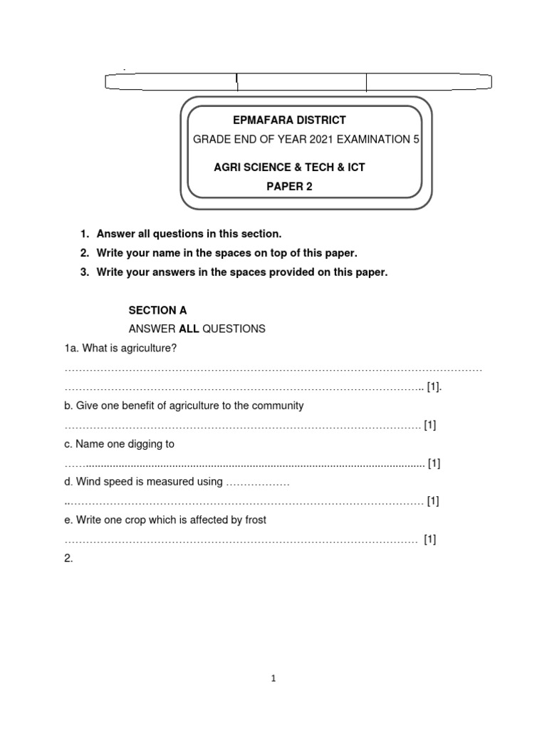 Grade 5 Agric 2 1 Pdf Food Industry Horticulture