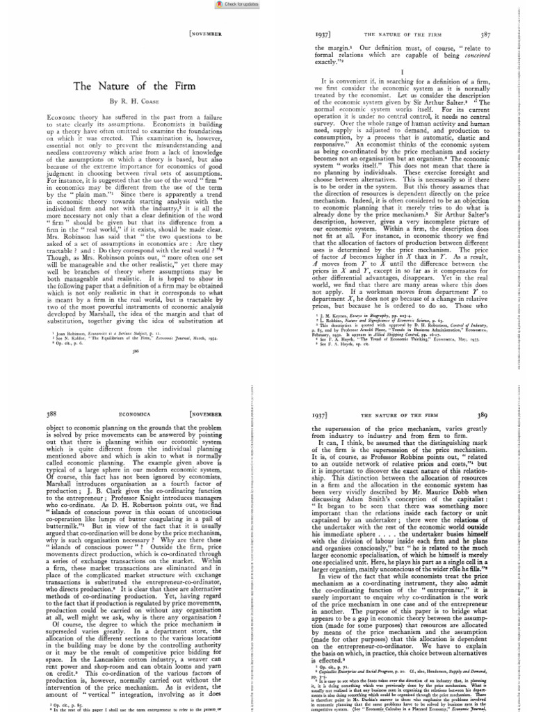 Coase 1937 the nature of the firm pdf economics market economics 