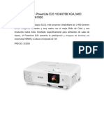 Proyector Epson PowerLite E20 1024X768 XGA 3400 Lúmenes V11H981020