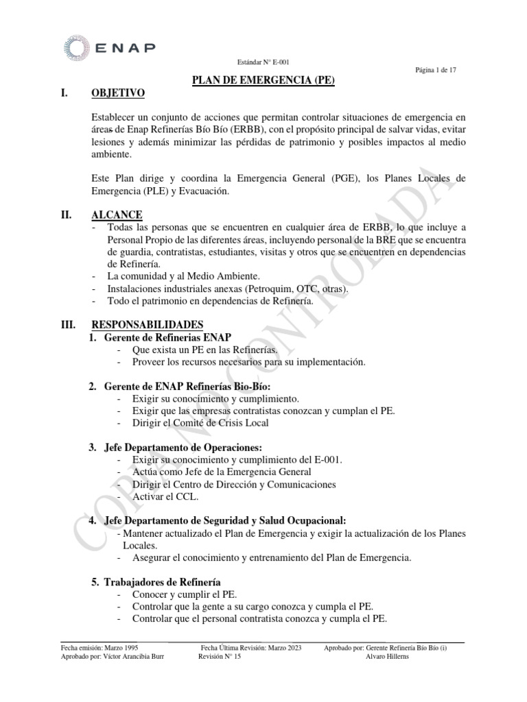 Plan de Emergencia ENAP Refinería Bío Bío | PDF | Refinería de petróleo ...